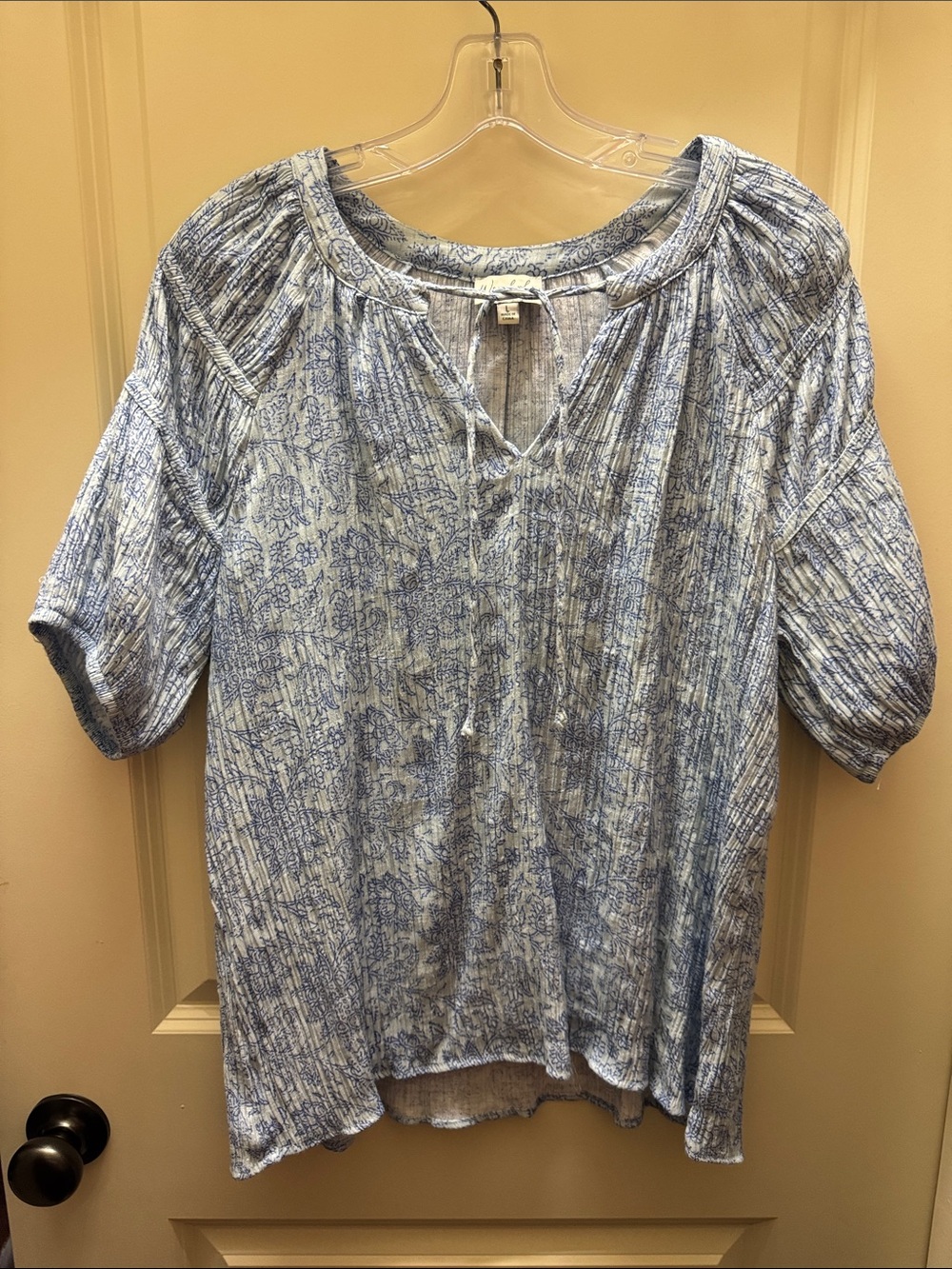 Wonderly Light Blue Printed Peasant Tunic